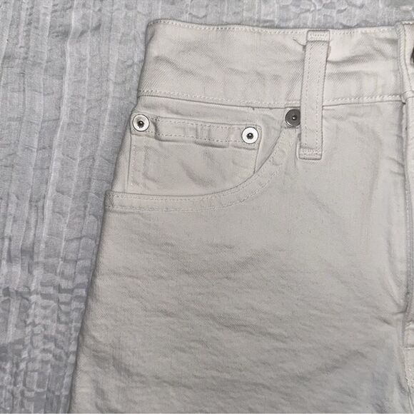 Madewell 24 White Cut Off Raw Fringe Hem Stretch Denim Shorts - Picture 6 of 14